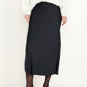 Black Satin Midi Skirt